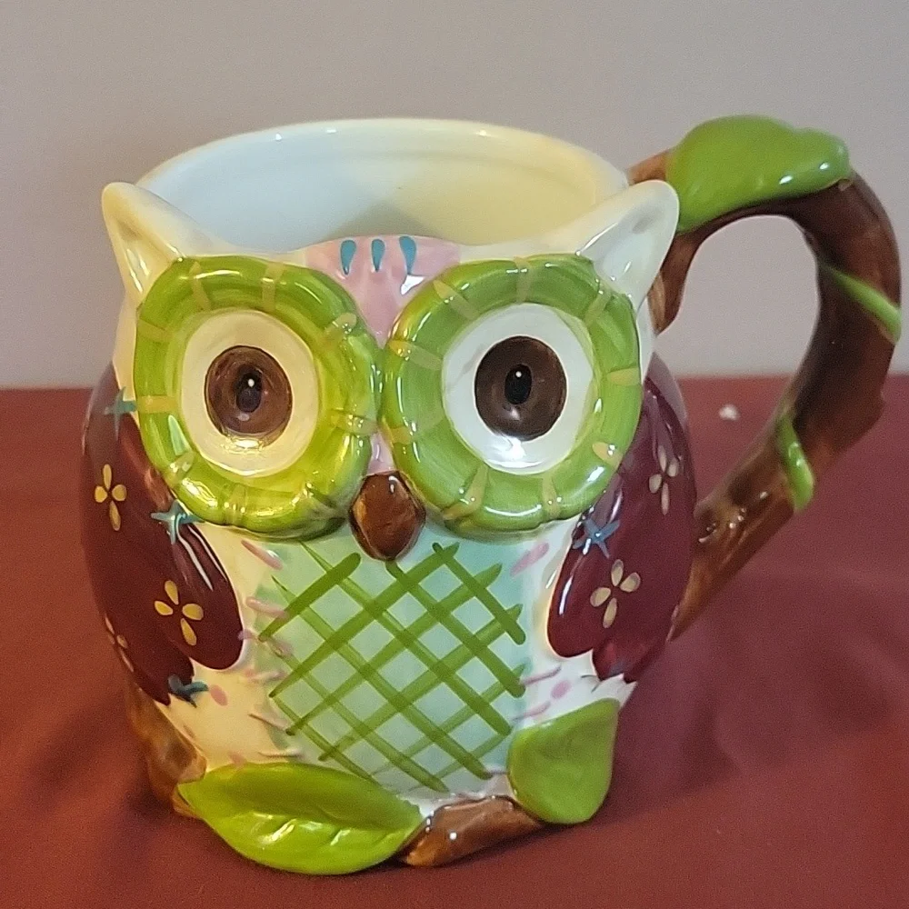 OLLI OWL Coffee Mug Ceramic Hand Painted Dolomite, 5